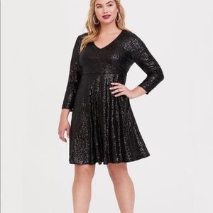 Black sequin Torrid skater party dress 2XL